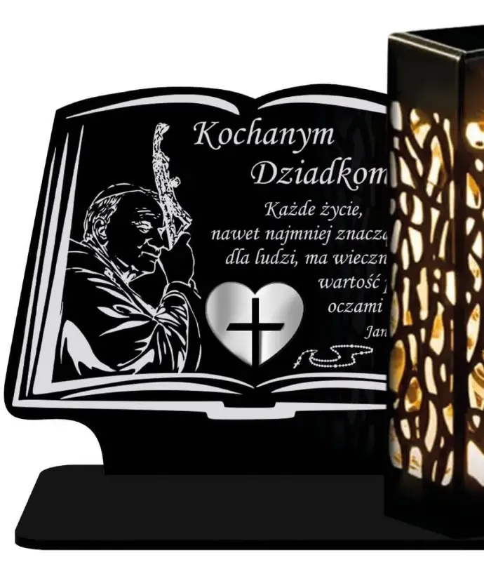 Znicz Solarny Statuetka na Grób Cmentarz Wszystkich Świętych Serce - 2
