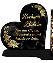 Duży Znicz Premium XL Marmurowy Na Grób Z Lampką Solarną | Plexido.pl