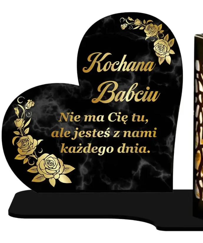 Duży Znicz Premium XL Marmurowy Na Grób Z Lampką Solarną | Plexido.pl