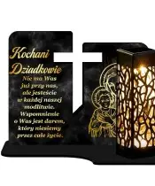 Duży Znicz Premium XL Marmurowy Krzyż Z Lampką Solarną | Plexido.pl