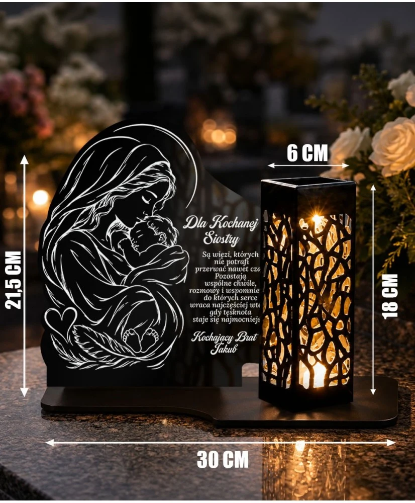 Lampion pamięci Matczyna opieka — Maryja z Dzieciątkiem — wzór i szczegóły