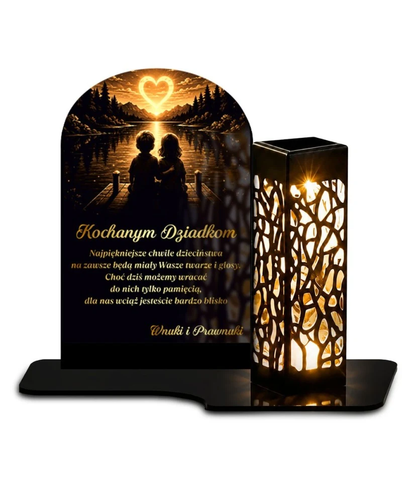 Lampion z dedykacją Pod łukiem pamięci — kolorowy wzór UV — wzór i szczegóły