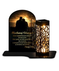 Lampion z dedykacją Pod łukiem pamięci — kolorowy wzór UV — wzór i szczegóły