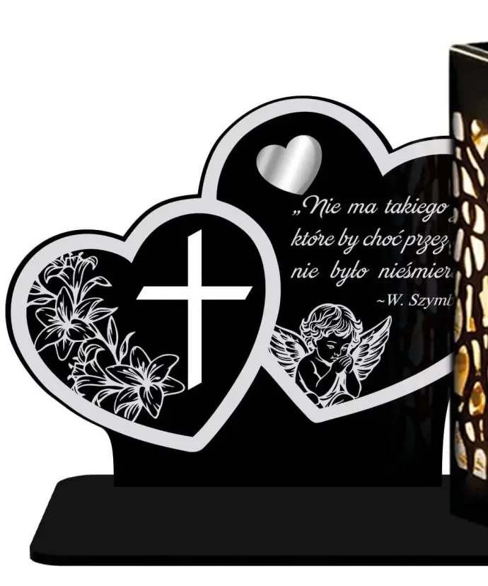 Solar LED Candle XL Premium Souvenir Two Silver Hearts All Saints' Day | Plexido.pl
