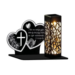 Solar LED Candle XL Premium Souvenir Two Silver Hearts All Saints' Day | Plexido.pl