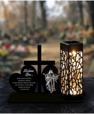 Znicz Statuetka Led na Grób Cmentarz Wszystkich Świętych Serca Krzyż Wzory - 7