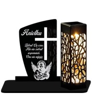 Znicz Statuetka Led na Grób Cmentarz Wszystkich Świętych Nagrobek Krzyż Wzory - 7