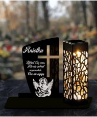 Znicz Statuetka Led na Grób Cmentarz Wszystkich Świętych Nagrobek Krzyż Wzory - 7