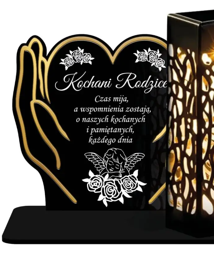 Znicz Solarny Statuetka na Grób Cmentarz Wszystkich Świętych Serce - 2