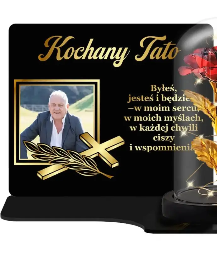 Duży Znicz Premium XL Ze Zdjęciem i Wieczna Róża | Plexido.pl