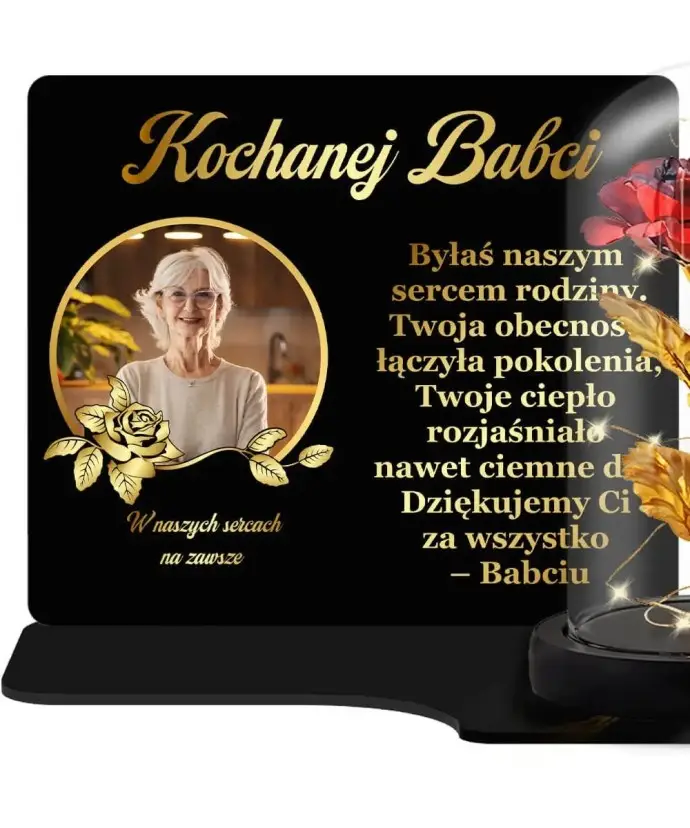 Große Premium Kerze XL mit Ihrem Foto und ewiger Rose| Plexido.pl