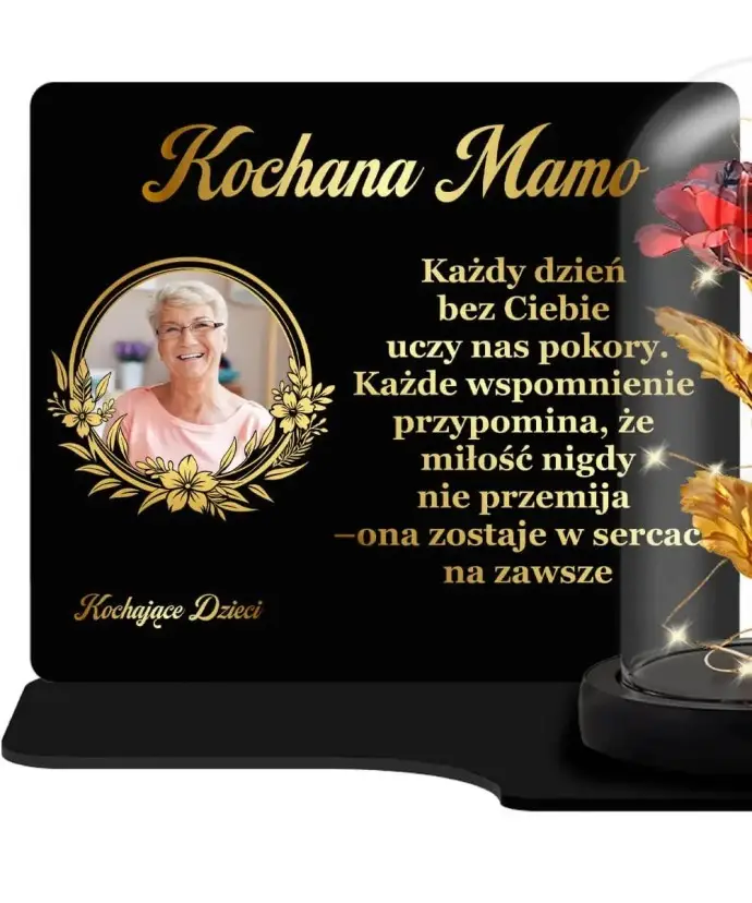 Large Premium Candle XL With Your Photo and Eternal Rose Flower | Plexido.pl