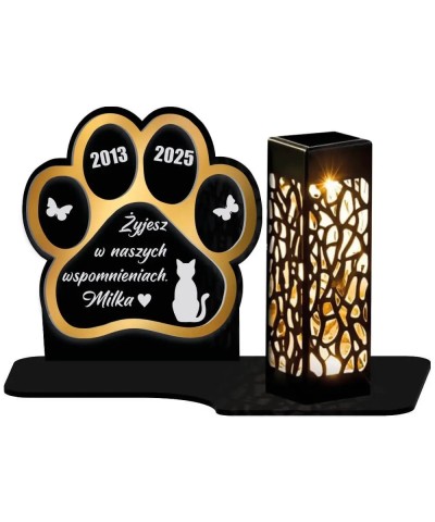 Solar LED Kerze für Hunde, Katzen, Pfoten auf einem Grabstein für Hunde | Plexido.pl
