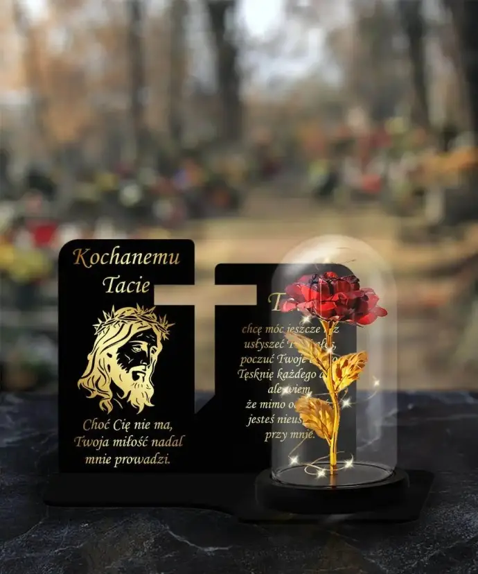 Large Premium Candle XL With Your Photo and Eternal Rose Flower | Plexido.pl