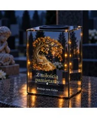 Znicz lustrzany solarny LED – Ławka pod drzewem - widok 1