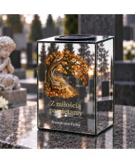 Znicz lustrzany solarny LED – Ławka pod drzewem - widok 3