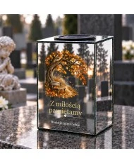 Znicz lustrzany solarny LED – Ławka pod drzewem - widok 3