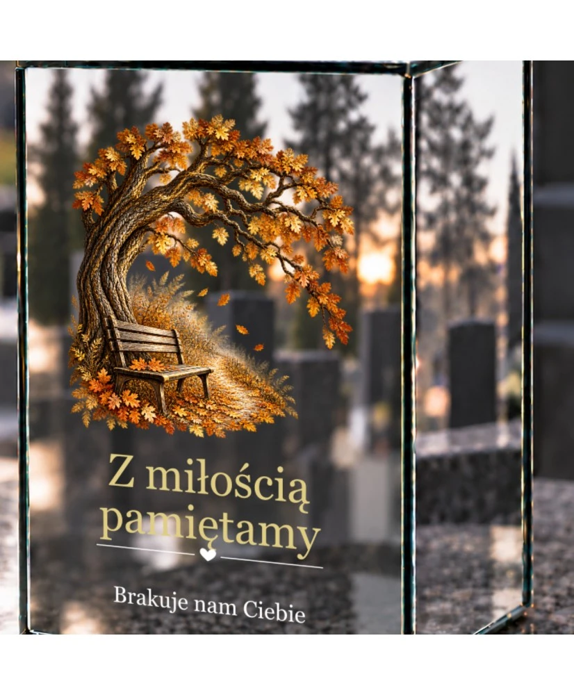 Znicz lustrzany solarny LED – Ławka pod drzewem - widok 5