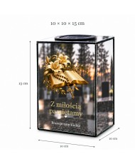 Znicz lustrzany solarny LED – Biblia z krzyżem - widok 6
