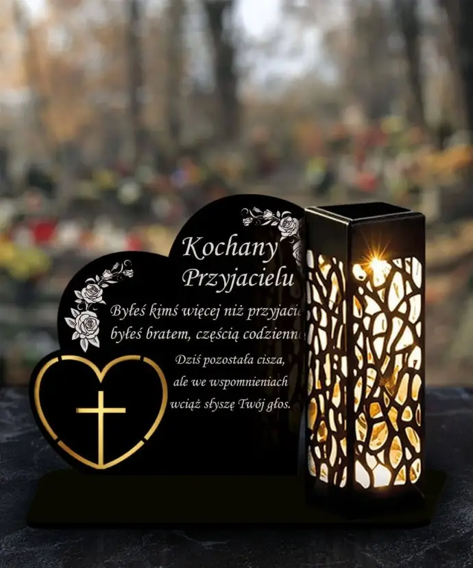 Znicz Solarny Led Statuetka na Grób Cmentarz Wszystkich Świętych Serca - 5