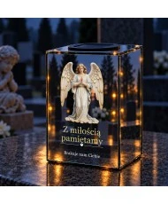 Znicz lustrzany solarny LED – Modlący się anioł - widok główny