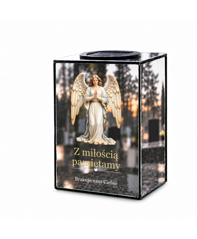 Znicz lustrzany solarny LED – Modlący się anioł - widok produktu