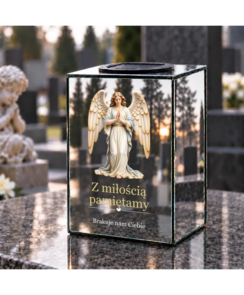 Znicz lustrzany solarny LED – Modlący się anioł - widok produktu