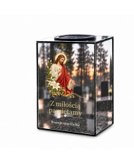 Znicz lustrzany solarny LED – Jezus z liliami - widok produktu