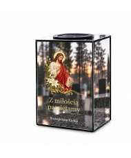 Znicz lustrzany solarny LED – Jezus z liliami - widok produktu