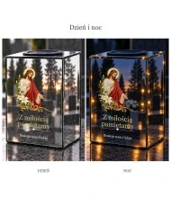 Znicz lustrzany solarny LED – Jezus z liliami - widok produktu
