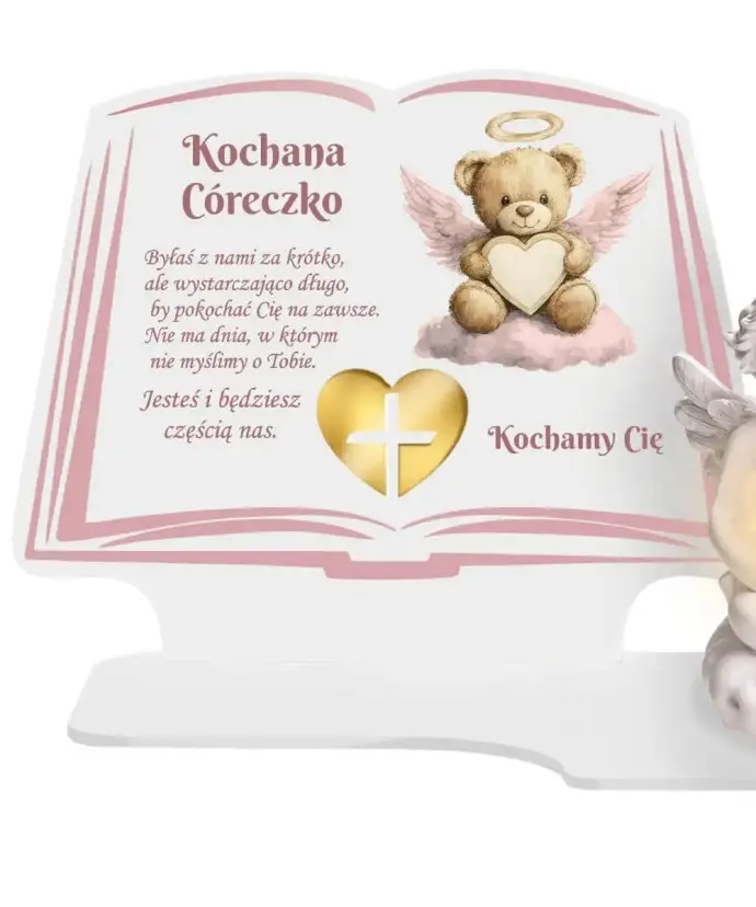 Duży Znicz Premium XL Dla Dzieci Aniołek LED Księga