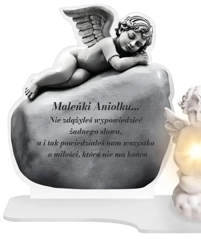 Wieczny Znicz Premium XL Anioł LED Na Cmentarz Grób