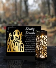 Wieczny Znicz Solarny Statuetka Papież na Grób Wszystkich Świętych