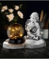 Duża Statuetka Anioł Na Cmentarz Grób Solar LED