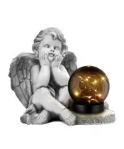 Duża Statuetka Anioł Na Cmentarz Grób Wieczny Solar LED