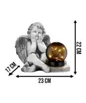 Duża Statuetka Anioł Na Cmentarz Grób Wieczny Solar LED
