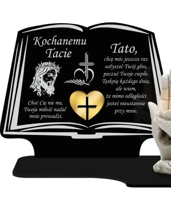 Znicz Premium Statuetka Led Figurka Dłonie Gipsowe 18 cm Na Cmentarz Grób