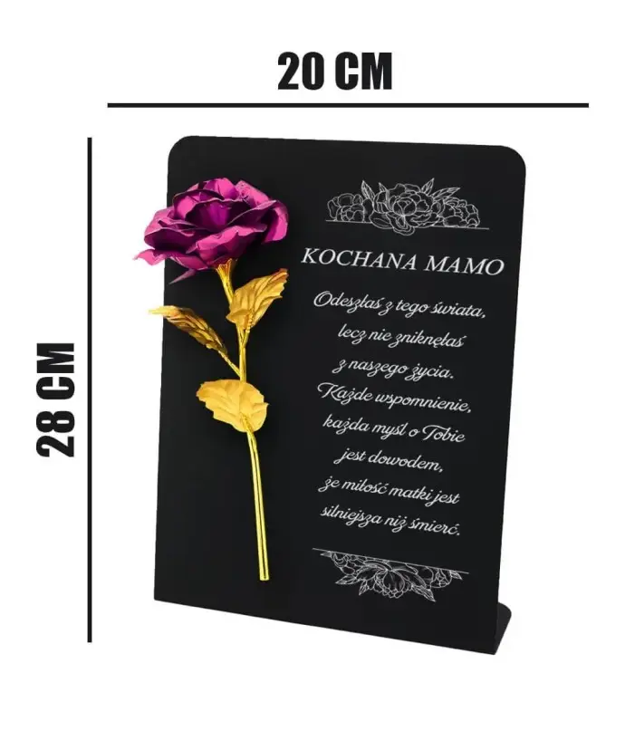 Premium Statuetka 28 cm Na Cmentarz Grób Wieczna Róża Różowa