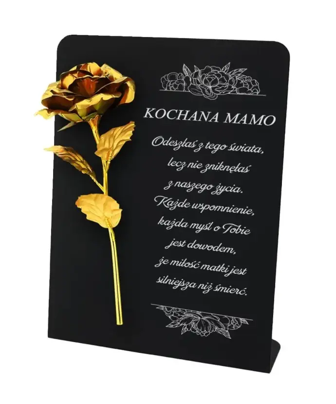 Premium Statuetka 28 cm Na Cmentarz Grób Wieczna Róża Złota