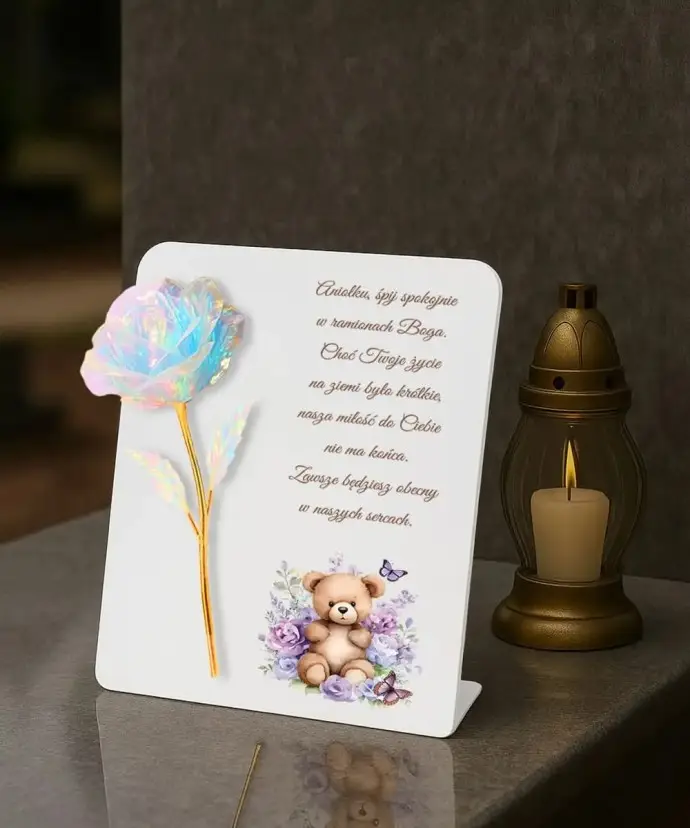 Znicz Statuetka Dla Dziecka Premium 22 cm Wieczna Róża na Grób