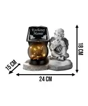 Znicz Premium Gipsowa Statuetka Anioł Na Cmentarz Grób Solar LED