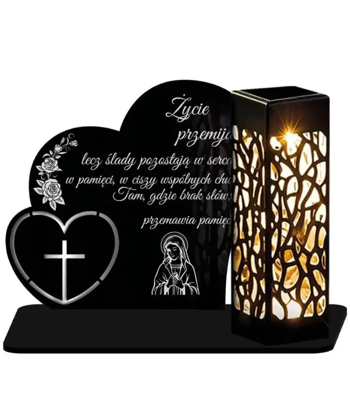 Znicz Solarny Led Statuetka na Grób Cmentarz Wszystkich Świętych Serca - 5