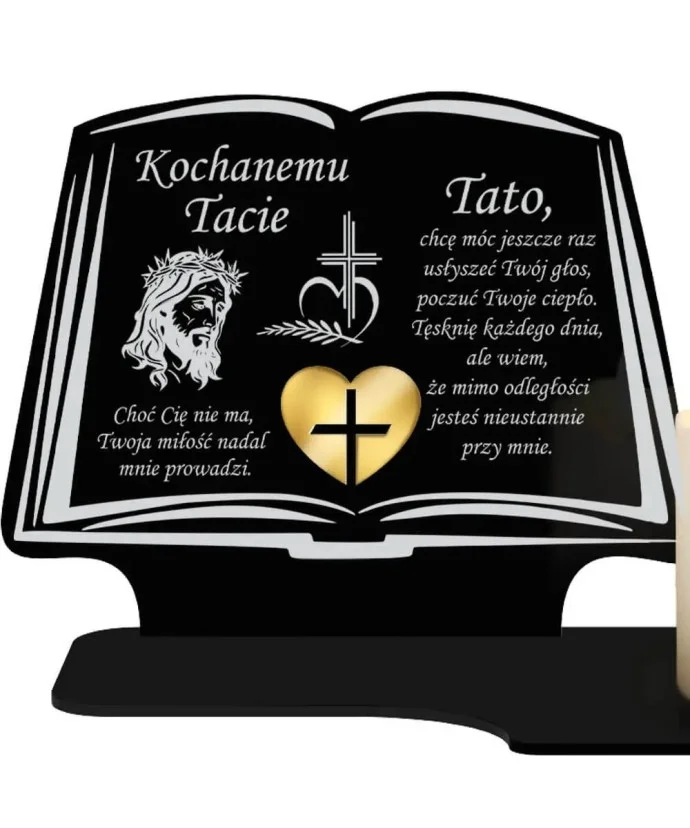 Znicz Premium Statuetka Księga Świeca LED Na Cmentarz