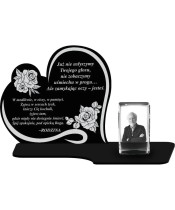 Znicz Premium Statuetka Serce Kryształowe Zdjęcie 3D Na Grób