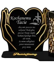 Duży Znicz Solarny XL 18 cm Premium Serce W Dłoniach Pamiętamy Na Cmentarz Grób